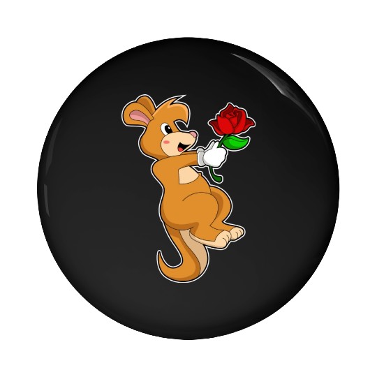 Kangaroo With Flower Pin Buttons