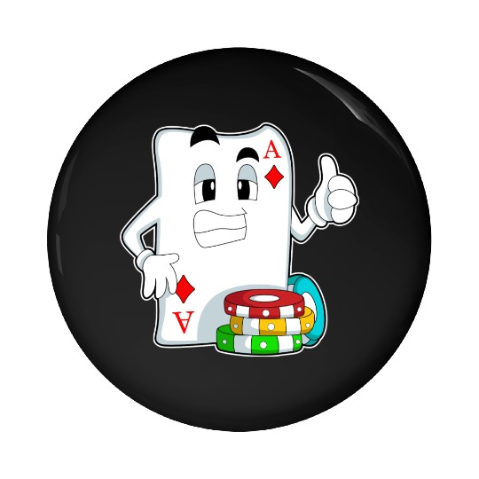 Poker Card With Poker Chips Pin Buttons