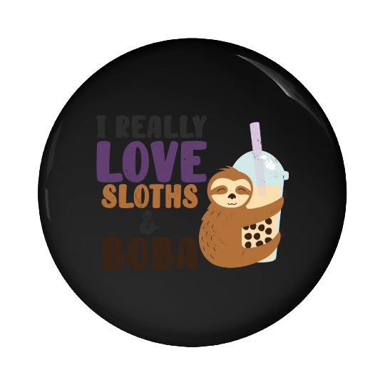 Cute Lazy Sloth Boba Tea Sweet Bubble Tea Pin Buttons