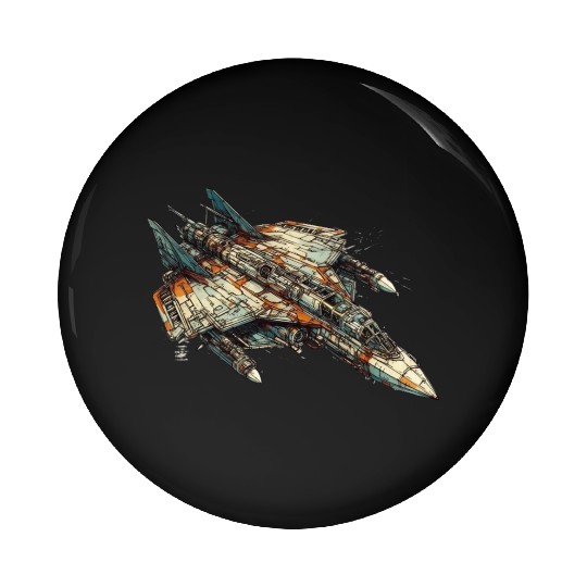 Sci fi FIghter jet Pin Buttons