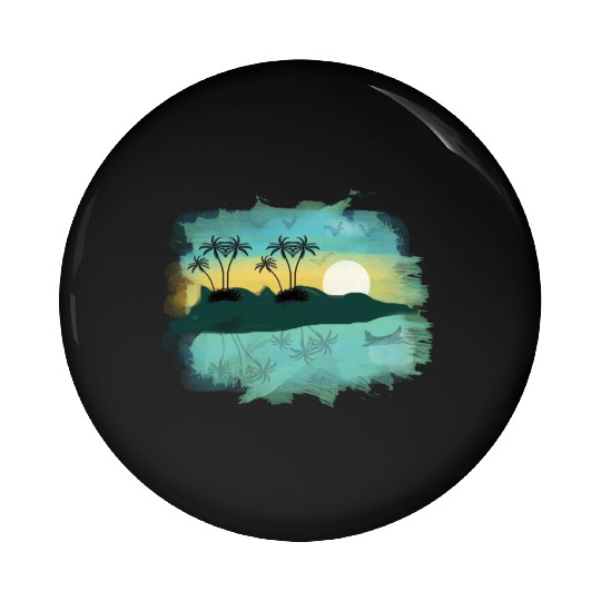 Beach Sunset Watercolor Design Sublimation Art 2 Pin Buttons