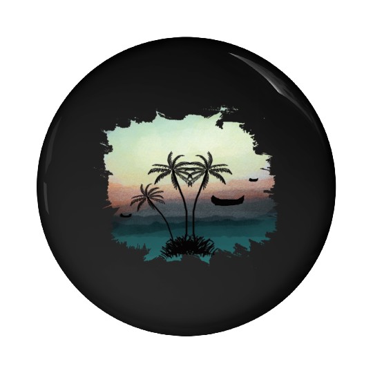 Beach Sunset Watercolor Design Sublimation Art 3 Pin Buttons