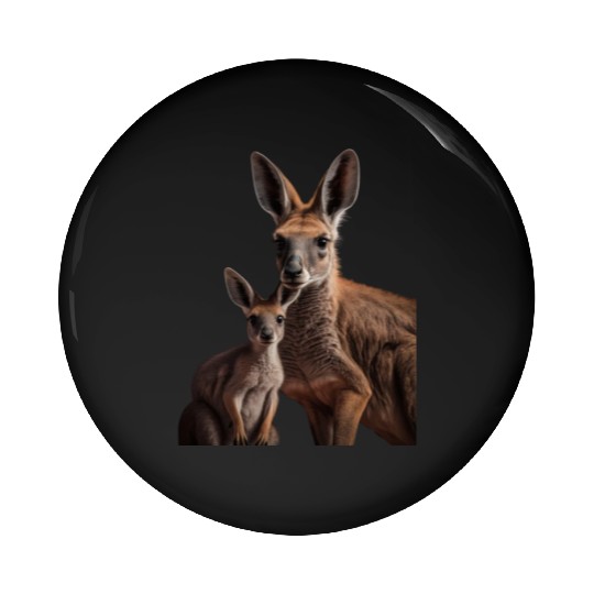 Adorable kangaroo mother with her baby wild animal Pin Buttons