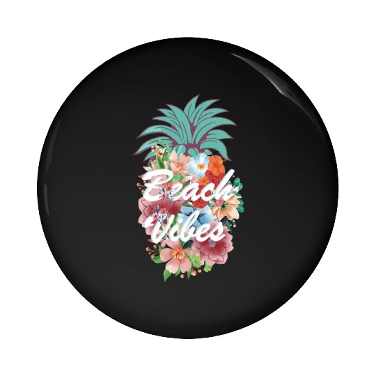 Pineapple Flower Beach Vibes Pin Buttons