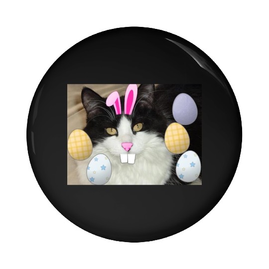 Easter Bunny Cat Face Decor Pin Buttons