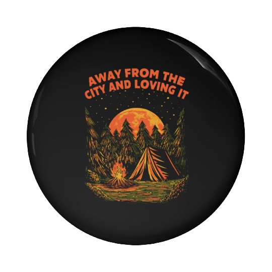 Away From the City Camping Wildlife Camper Outdoor Pin Buttons