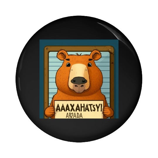 Capybara Mugshot Outlaw: Wanted for 93 Felonies Na Pin Buttons