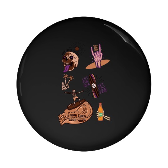 Brown Purple Skeleton Pin Buttons
