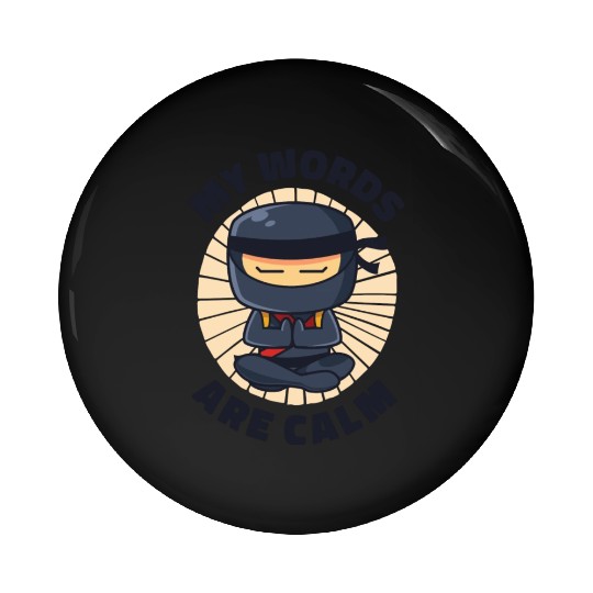 Serenity Ninja Fan Calm Yoga Lover Peaceful Pin Buttons