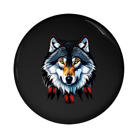 Wolf howling at the moon graphic Pin Buttons