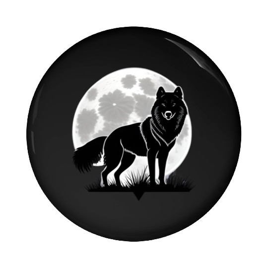 Wolf howling at the moon graphic Pin Buttons