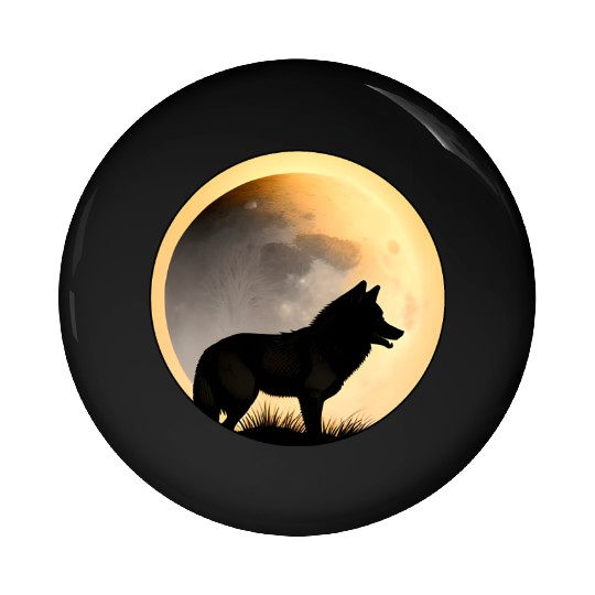 Wolf howling at the moon graphic Pin Buttons