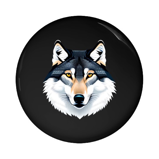 Wolf howling at the moon graphic Pin Buttons