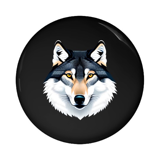 Wolf howling at the moon graphic Pin Buttons