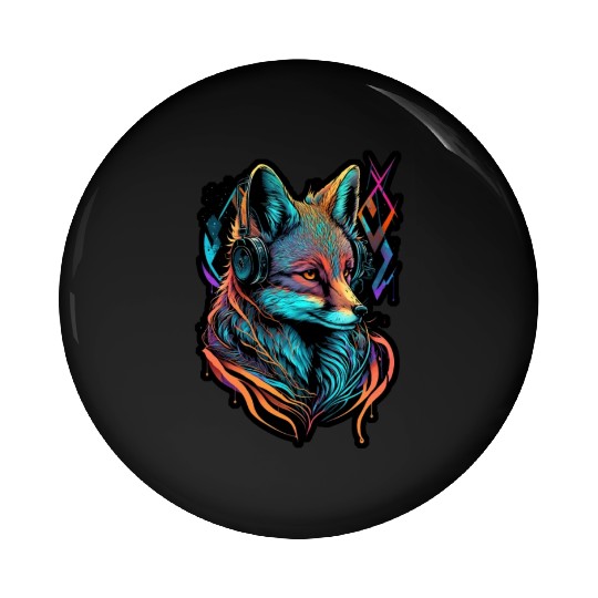 Neon Fuchs 80er Festival Nerd Hipster Fox Musik Pin Buttons