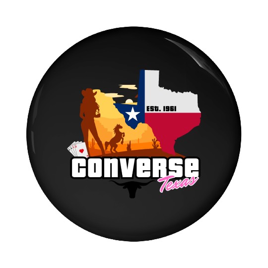 Converse Texas EST 1961 Comic Pin Buttons Design