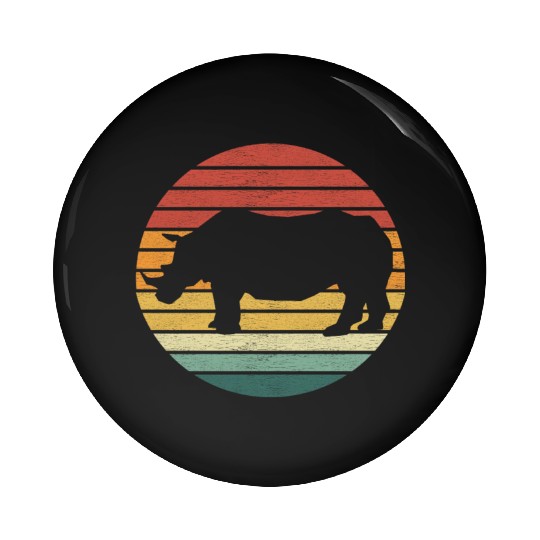 Rhino Lover - Vintage Sunset Rhinoceros Pin Buttons