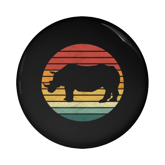Rhino Lover - Vintage Sunset Rhinoceros Pin Buttons