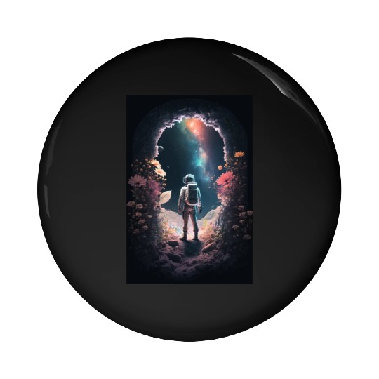 Astronaut Gazing at Stars Surreal Sci-Fi Universe Pin Buttons