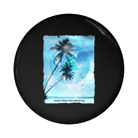 Artistic Huntington Beach California Palm Tree Pin Buttons