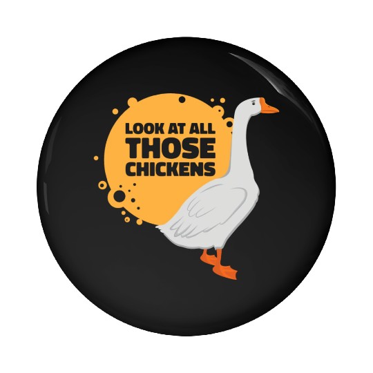 Goose Chickens Farm Animal Cartoon Farmer Pin Buttons