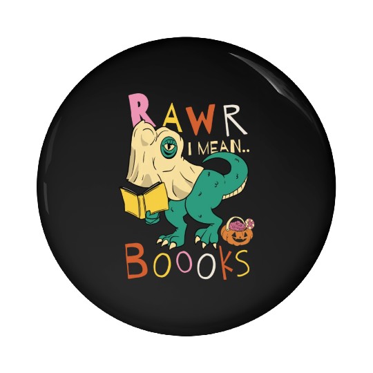 Reading Teacher Halloween T Rex Ghost Book Pin Buttons