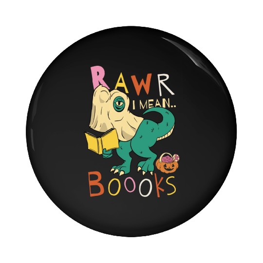 Reading Teacher Halloween T Rex Ghost Book Pin Buttons