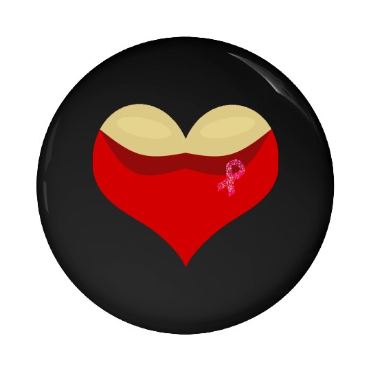 Cancer awareness Boobies love heart Pin Buttons