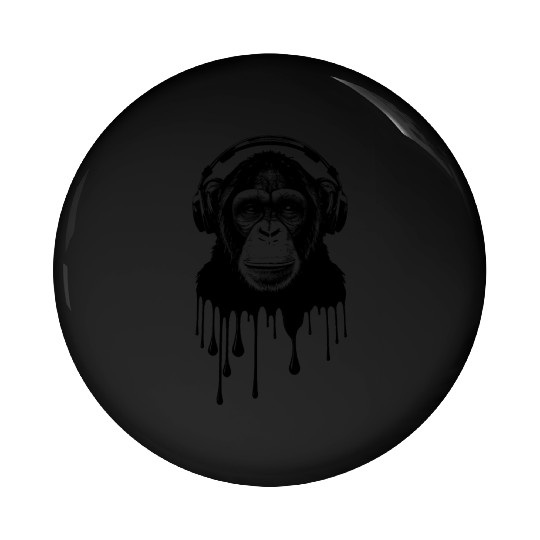 Chimpanzee with Headphones Monkey Music DJ Pin Buttons