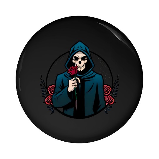 The Elegance of Death A Single Rose Grim Reaper Pin Buttons