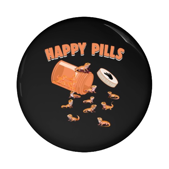 Happy Pills Bearded Dragon Funny Lizard Lovers Pin Buttons