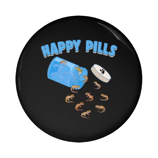 Happy Pills Lizards Funny Leopard Gecko Lovers Pin Buttons