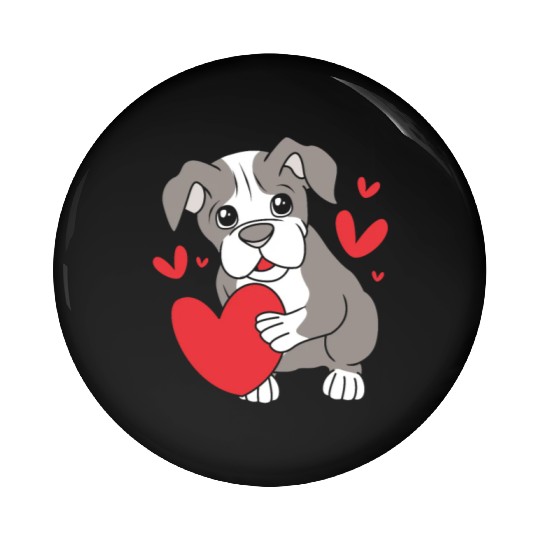 Cute Heart Puppy Boston Terrier Dog Pin Buttons