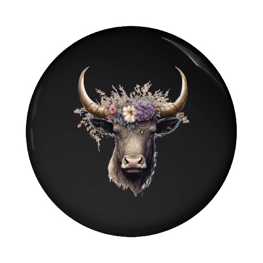 Flower Crown Yak Floral Farm Animal Yak Lovers Pin Buttons