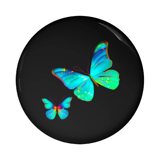 Blue Green Butterflies Pin Buttons