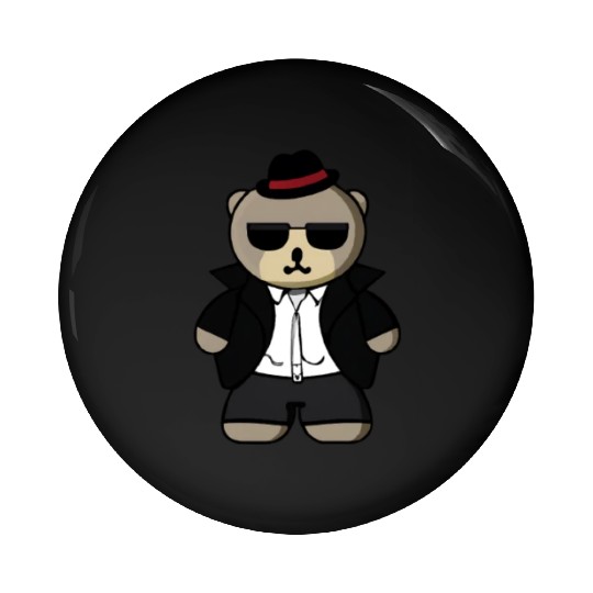 Kawaii Gangster Bear with Black Sunglasses Pin Buttons