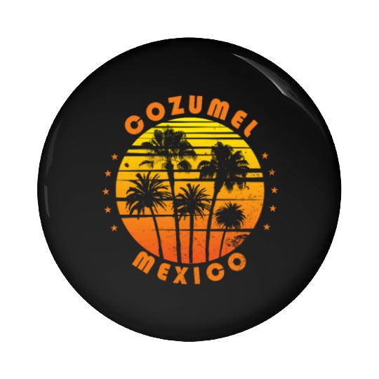 Retro Cozumel Mexico Souvenir Vintage Palm Tree Pin Buttons