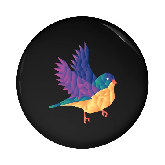 Polygon Shape Multi Colored Bird Pattern Nature Pin Buttons