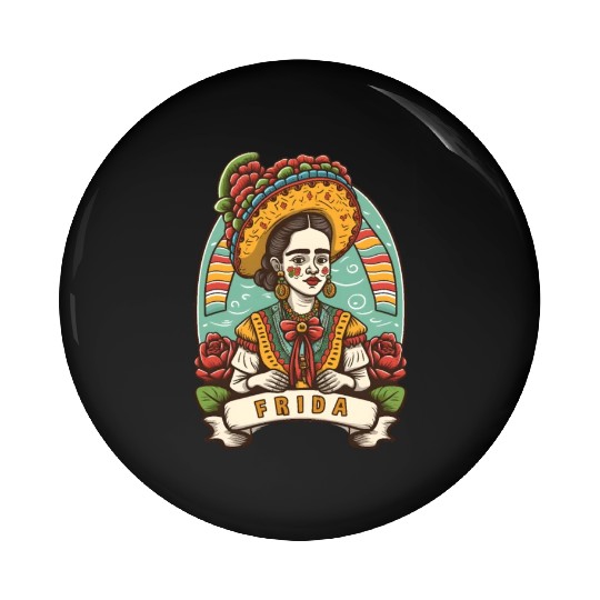 Frida Kahlo Floral Portrait Funny Cinco De Mayo Pin Buttons