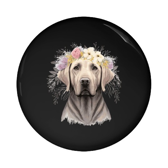 Cute Labrador Retriever Flower Crown Pet Dog Flora Pin Buttons