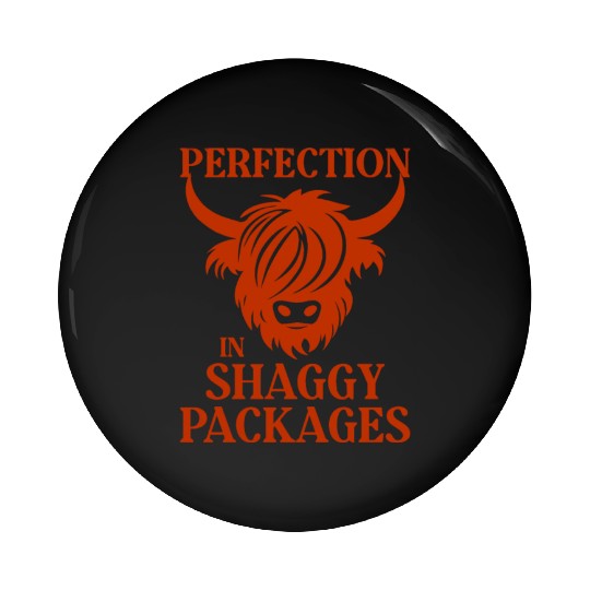 Perfection In Shaggy Packages Highland Cow Pin Buttons