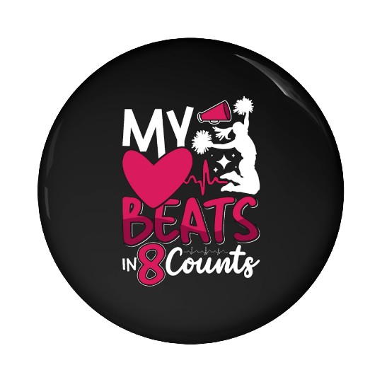 Cheerleading My Heart Beats in 8 Counts Cheering Pin Buttons