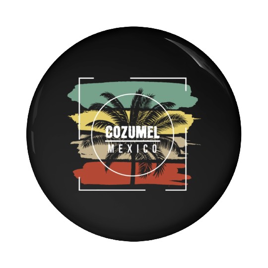 Cozumel Mexico Artistic Palm Tree Retro Pin Buttons