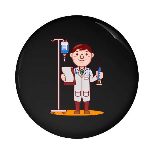 Cute Doctor Cartoon green Pin Buttons