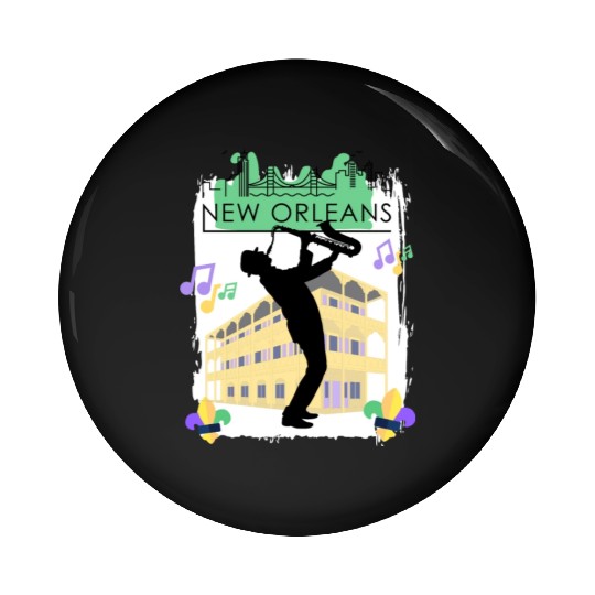 Mardi Gras New Orleans Louisiana City Jazz Music Pin Buttons