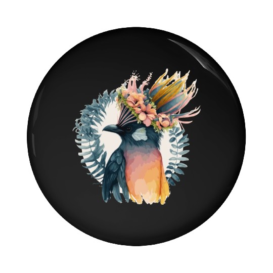 Cute Bird Of Paradise Bird Flower Crown Pet Birds Pin Buttons