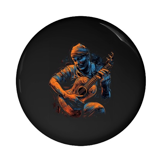 Guitar Player Guitarist Acoustic Music Band Pin Buttons