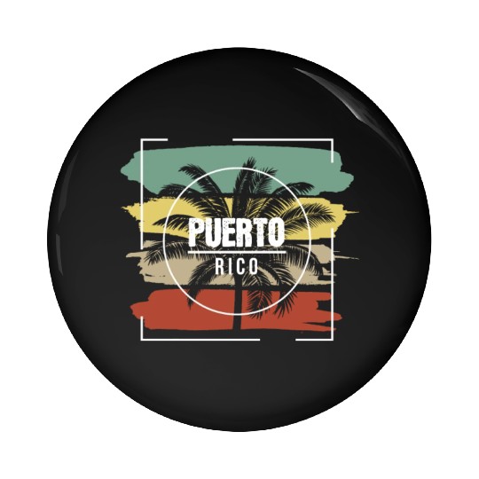 Puerto Rico Artistic Palm Tree Retro Pin Buttons
