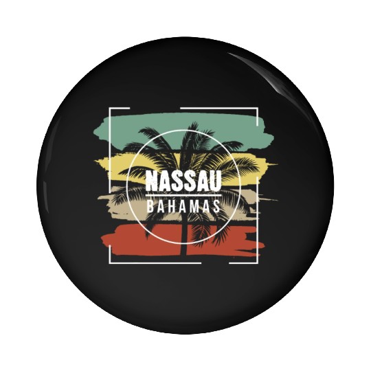 Nassau Bahamas Artistic Palm Tree Retro Pin Buttons