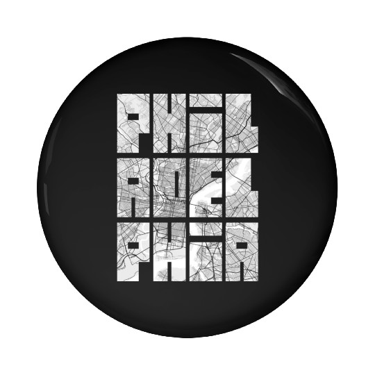 Philadelphia USA City Map Typography Light Pin Buttons